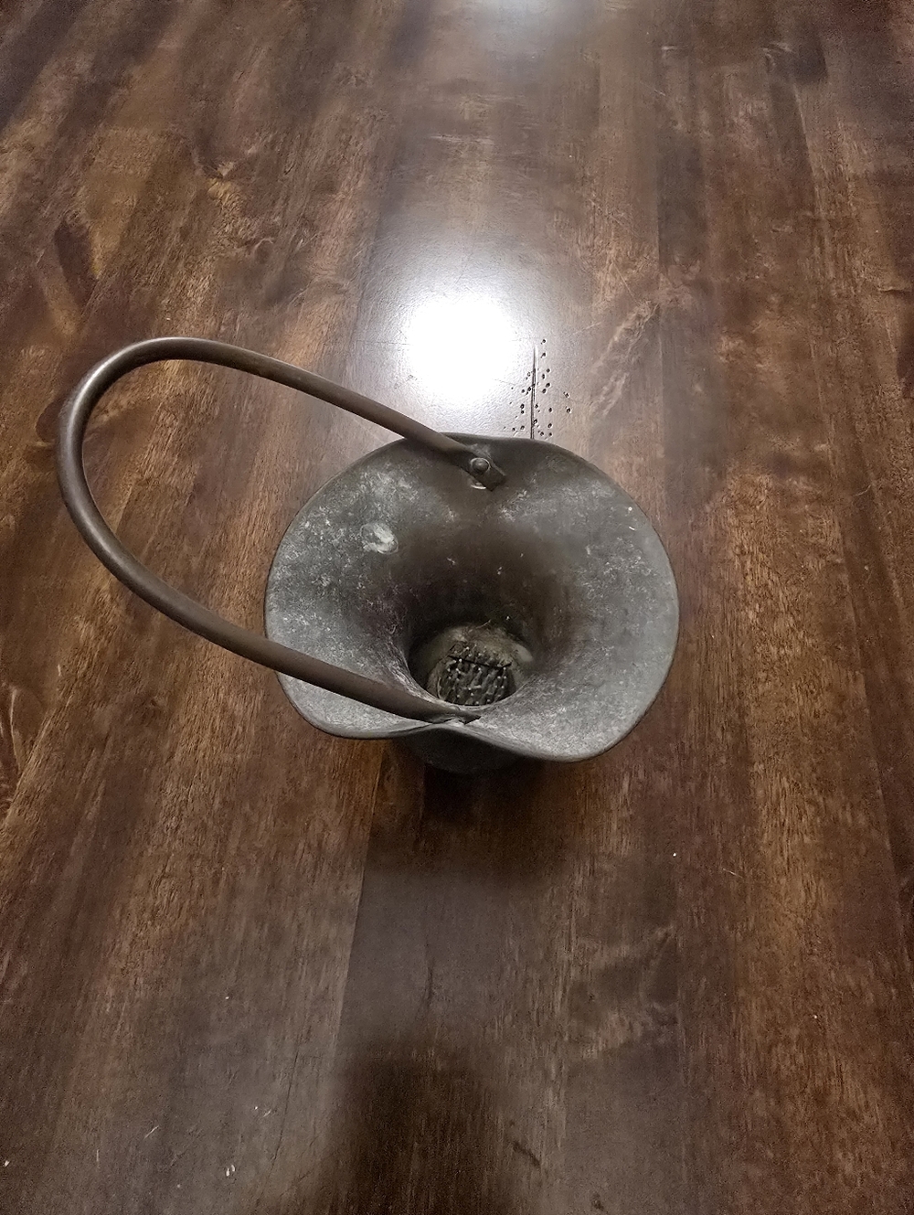 Antique Solid Brass Flower Basket With Flower Frog.